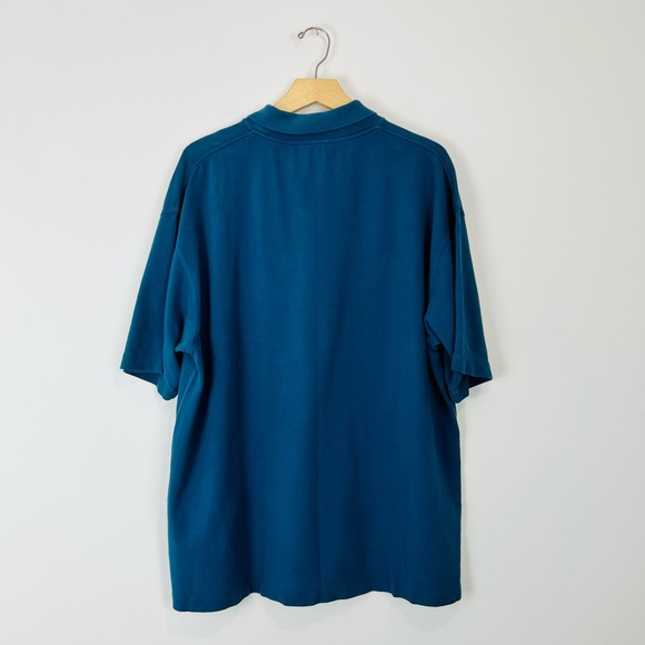 YMC Teal Blue Cotton Modern Polo Shirt Style Collared Causal Top UK L - Picture 6 of 9